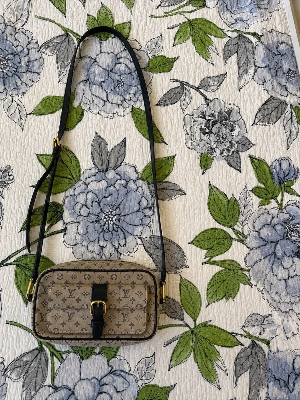 Monogram Canvas Crossbody Bag in Beige and Black